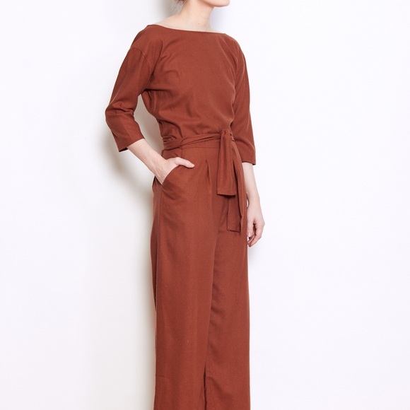 Ozma of California Atelier Jumpsuit in Burnt Orange - Picture 2 of 3